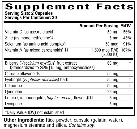 Vision Protector Ingredients