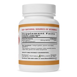 Natural Vitamin E -Supplement Facts