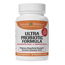 Natural Wellness's Ultra Probiotics contains 35 billion viable cells per serving.