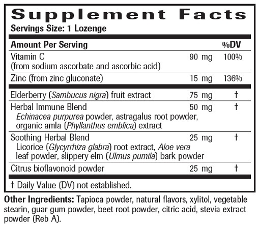 Elderberry Vitamin C & Zinc Lozenge Ingredients