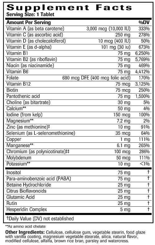 Clinical Multi-Vitamin Ingredients