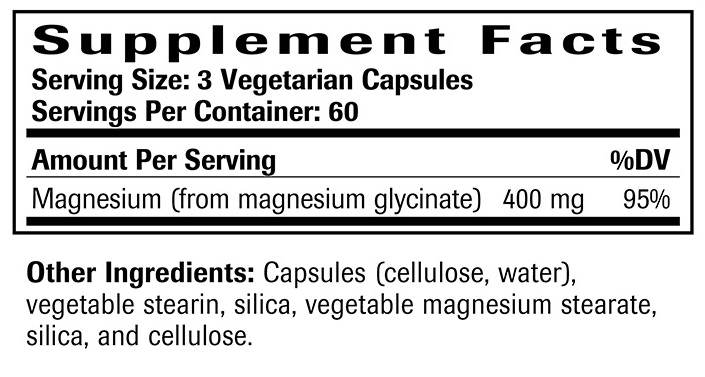 Magnesium Glycinate 400mg Ingredients
