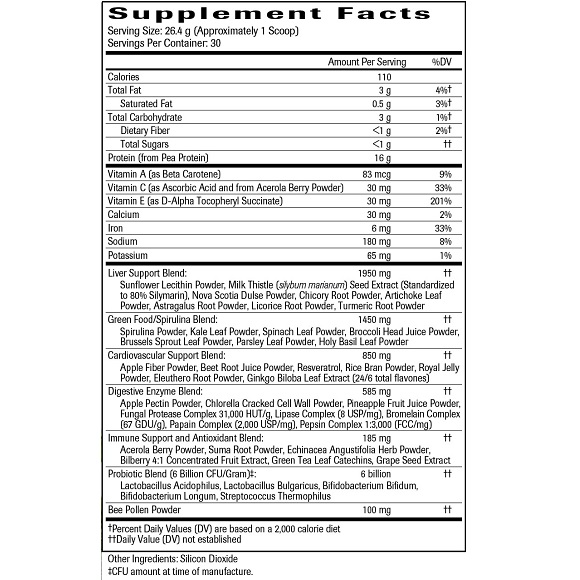 Unflavored UltraNourish - Supplement Facts Large