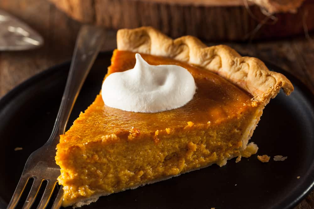 Pumpkin pie is a popular pie on Thanksgiving!