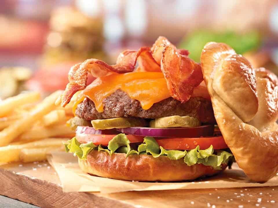 Ruby Tuesday Bacon Cheese Pretzel Burger