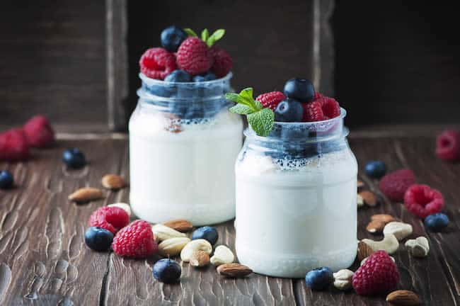 Yogurt with berries and nut is full of superfood health benefits!