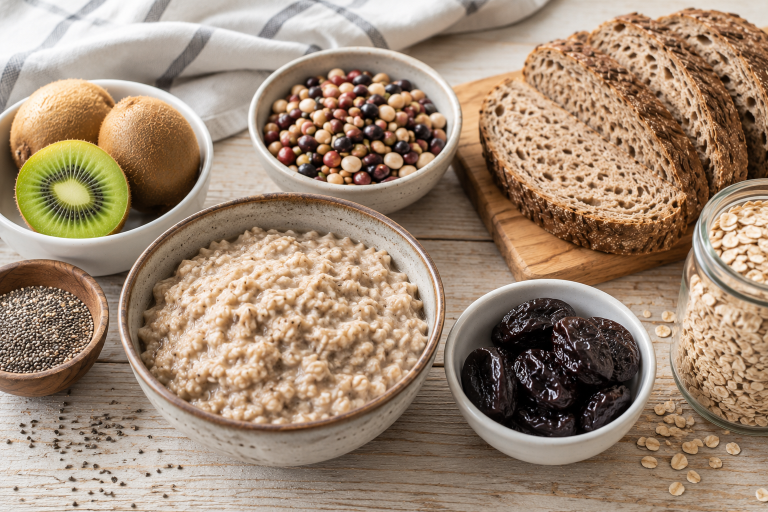 Fiber-rich foods for healthy digestion and regularity.